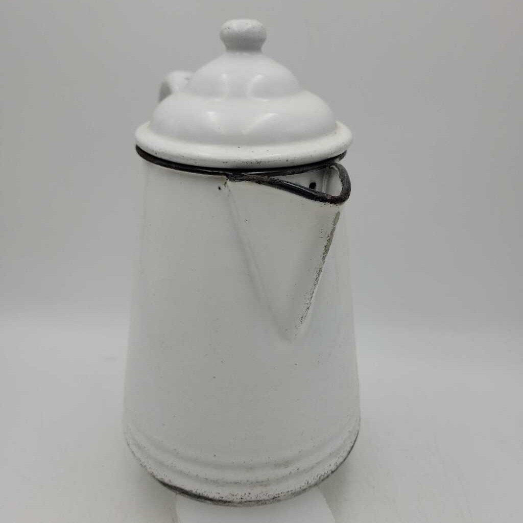 Black Trimmed Enamel Coffee Pot (YVO) (407)