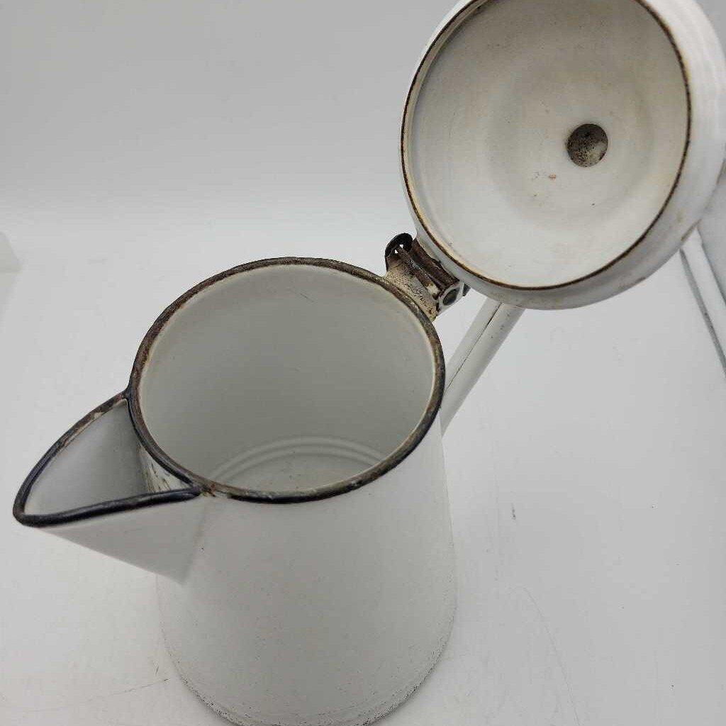 Black Trimmed Enamel Coffee Pot (YVO) (407)