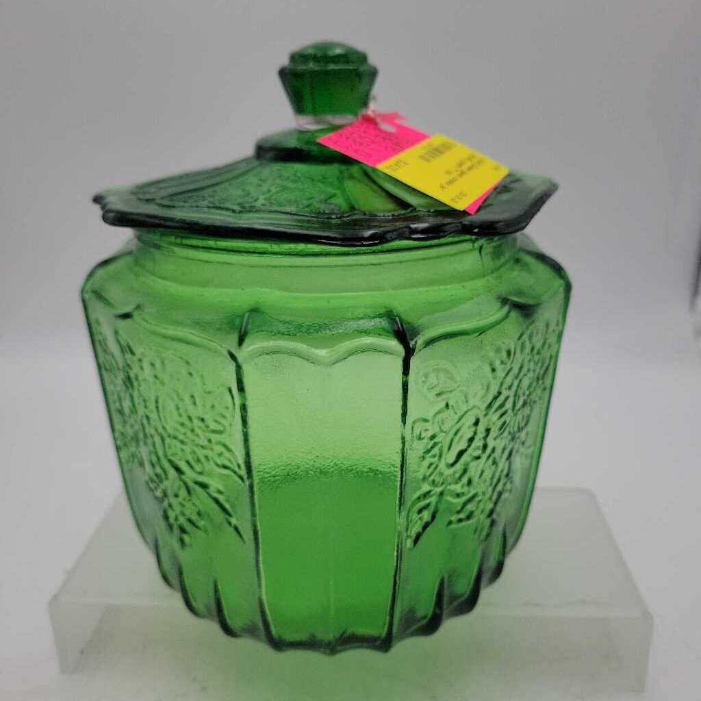 Green glass cookie jar (KAR)