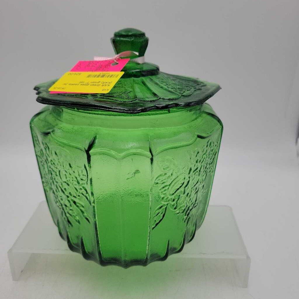 Green glass cookie jar (KAR)