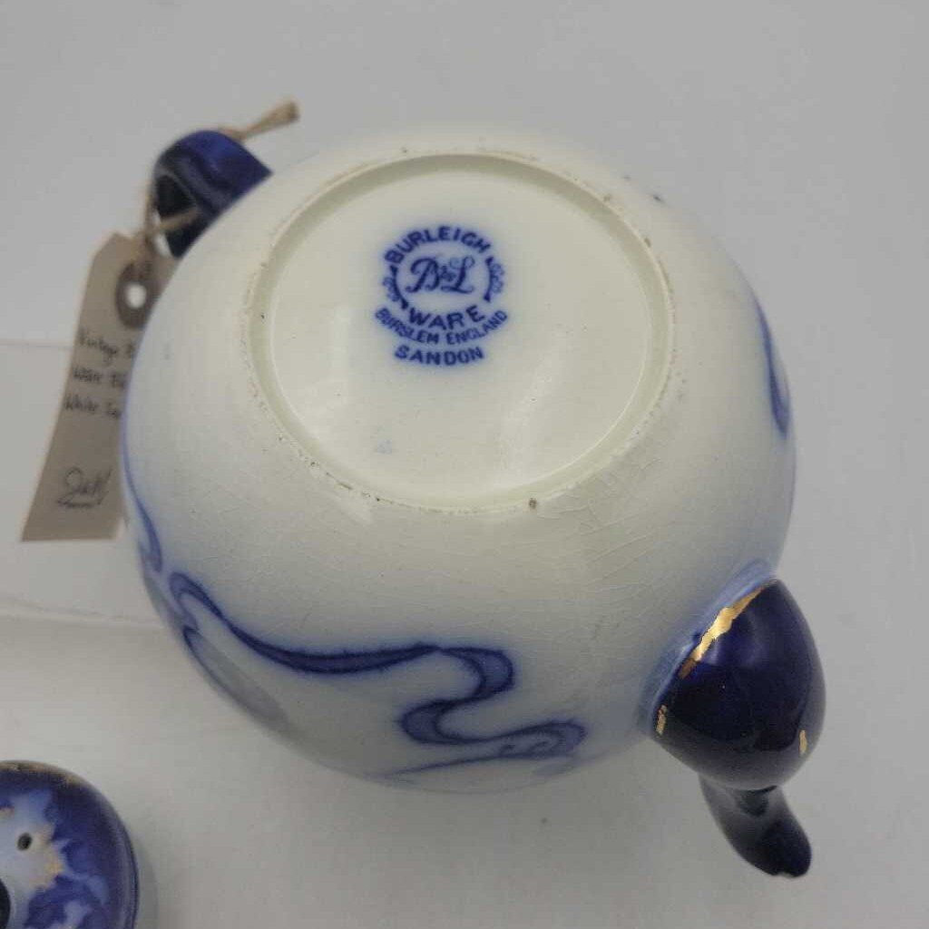 26-012 - Vintage Burleigh ware Blue & White Teapot (JM)
