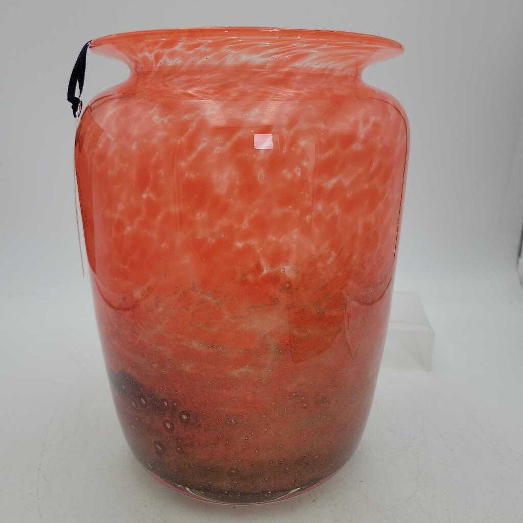 Beautiful Ekenas Sweden Art Glass Vase 9" - Signed John Orman Lake 1970's