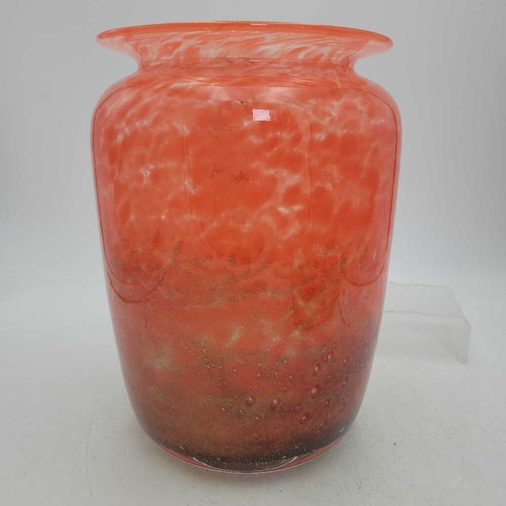 Beautiful Ekenas Sweden Art Glass Vase 9" - Signed John Orman Lake 1970's