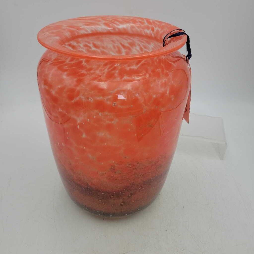 Beautiful Ekenas Sweden Art Glass Vase 9" - Signed John Orman Lake 1970's
