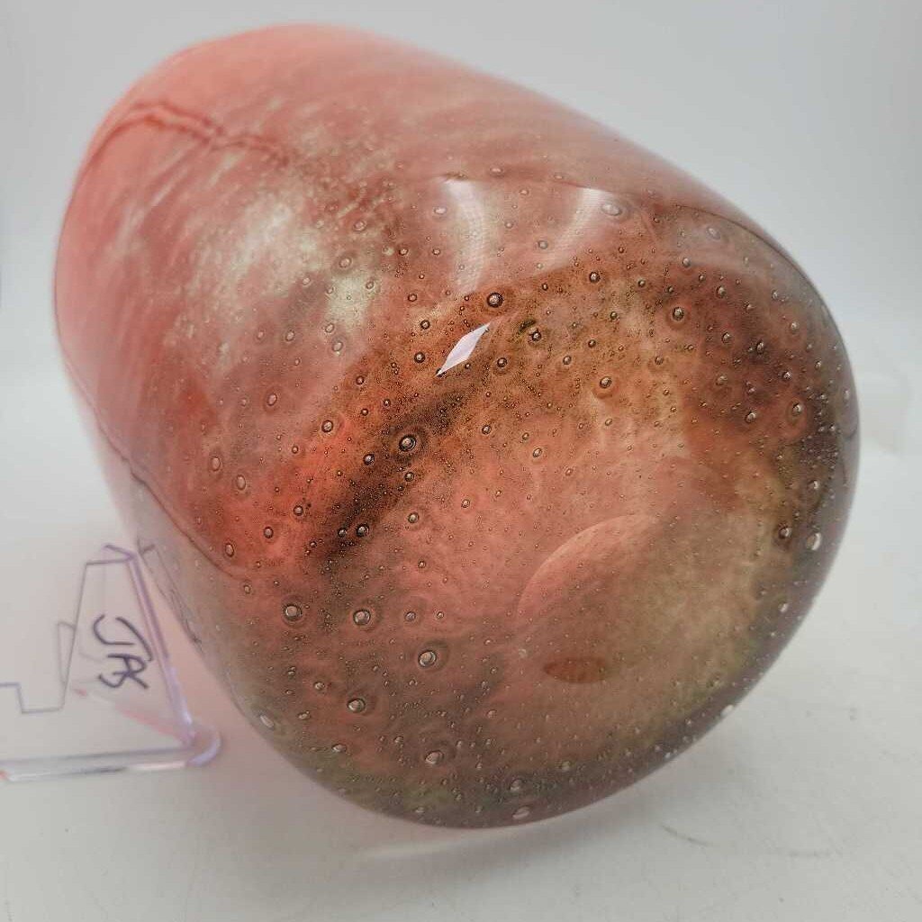Beautiful Ekenas Sweden Art Glass Vase 9" - Signed John Orman Lake 1970's