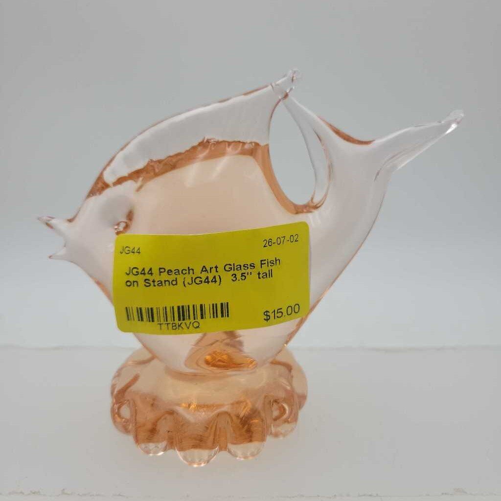 Peach Art Glass Fish on Stand (JG44)