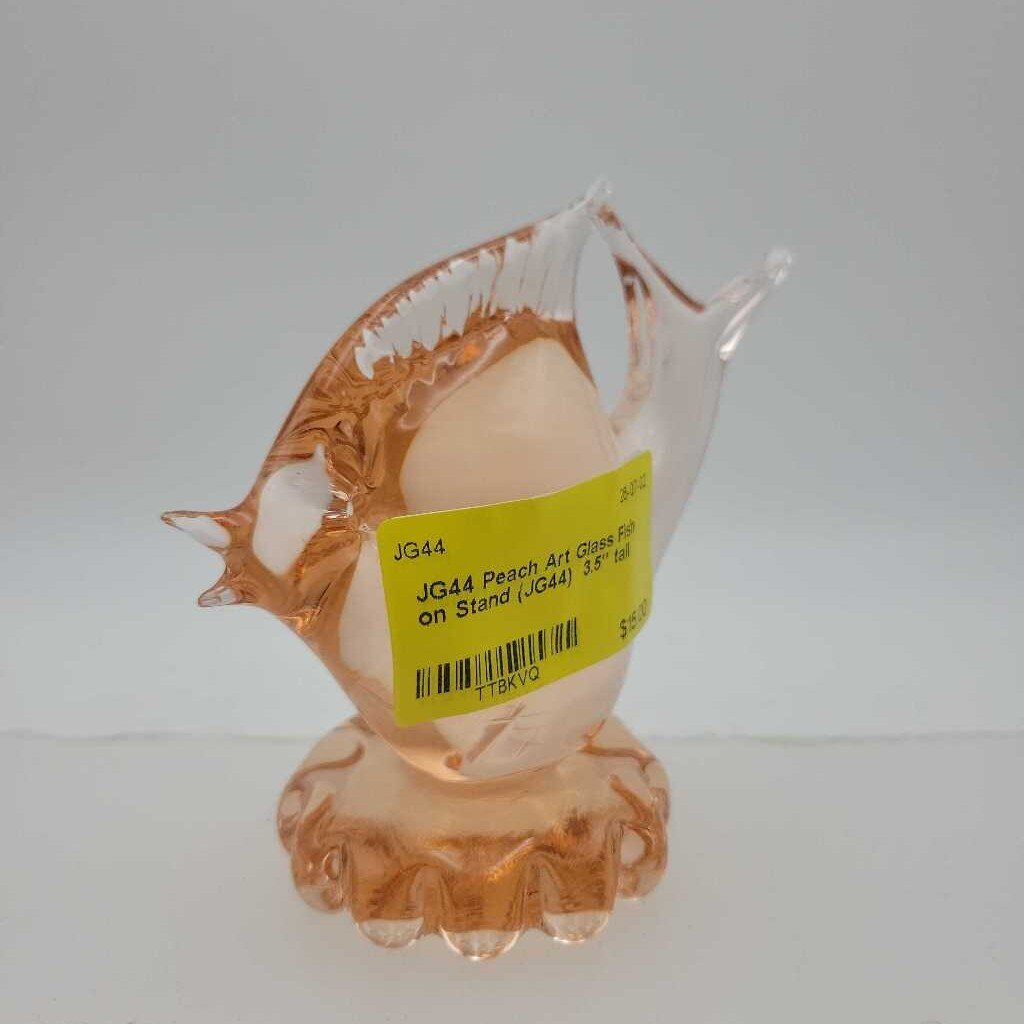 Peach Art Glass Fish on Stand (JG44)