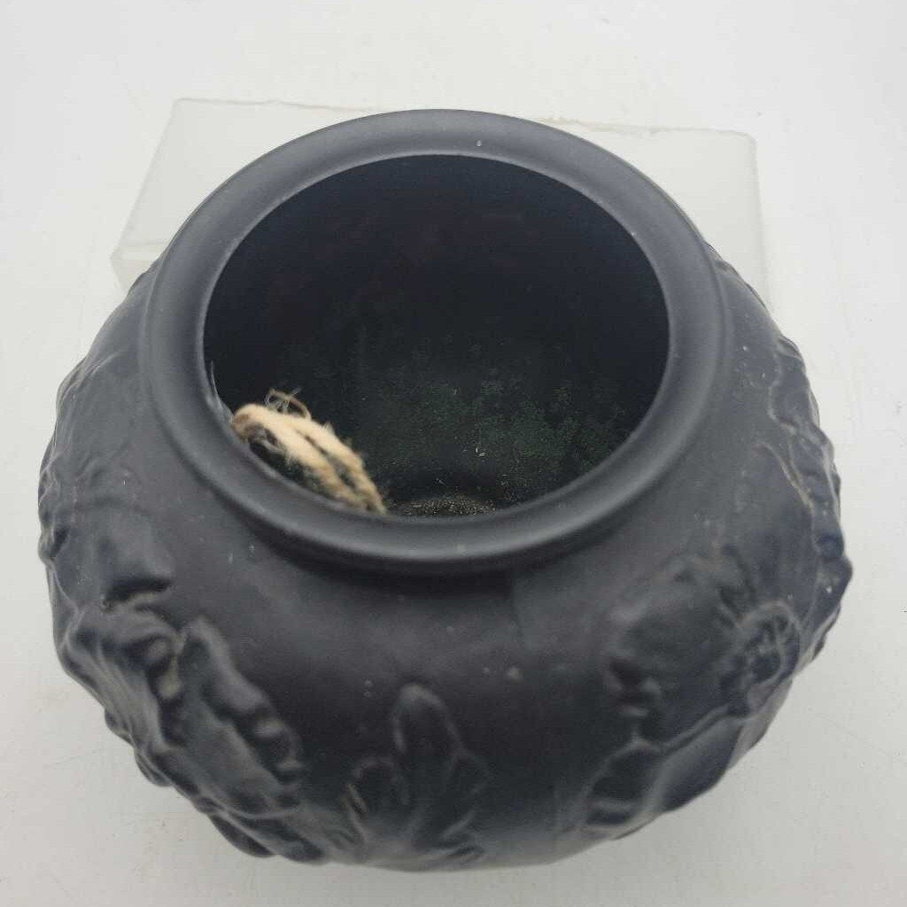 26-116 - Art Nouveau Tiffin Black Satin Glass Vase (JM)