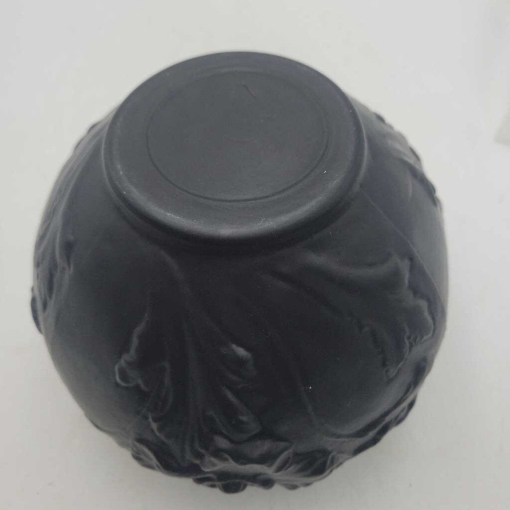 26-116 - Art Nouveau Tiffin Black Satin Glass Vase (JM)
