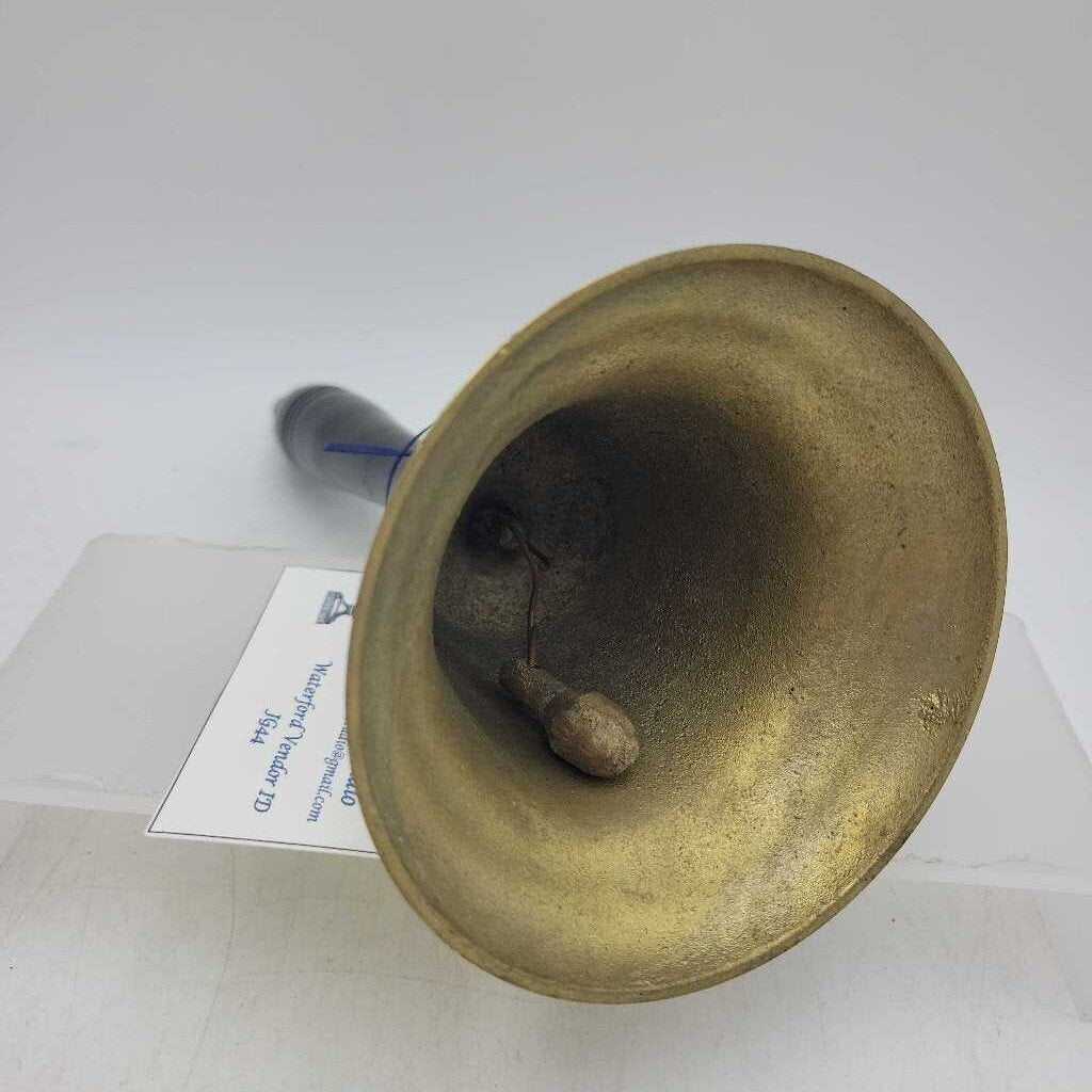Vintage Solid Brass School Bell with Wooden Handle 10" (JG44)