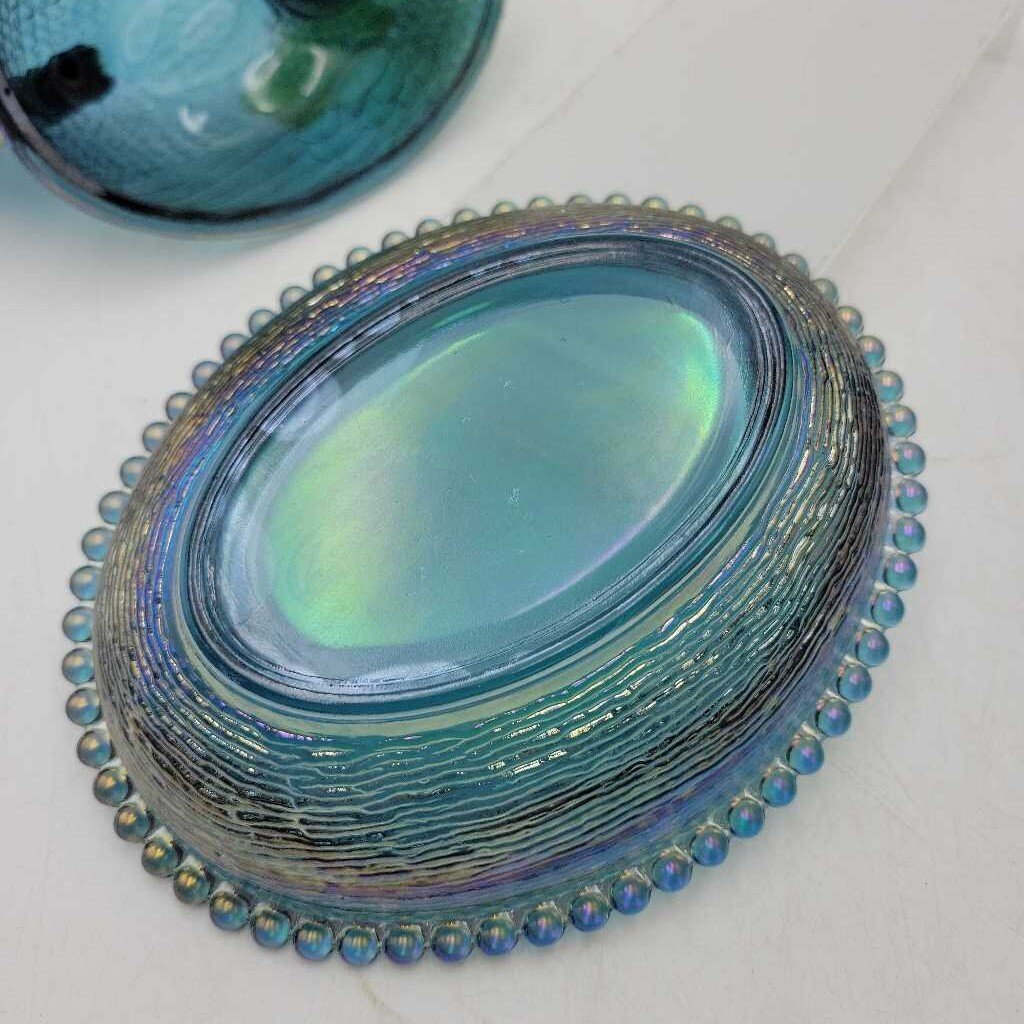 *RARE* Indiana Glass Company Blue Iridescent Hen on Nest