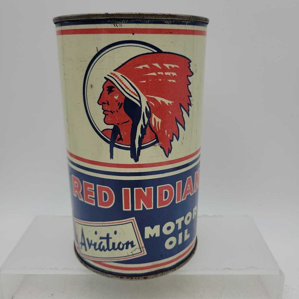 Red Indian Aviation motor oil Tin Quart Can (Jef)