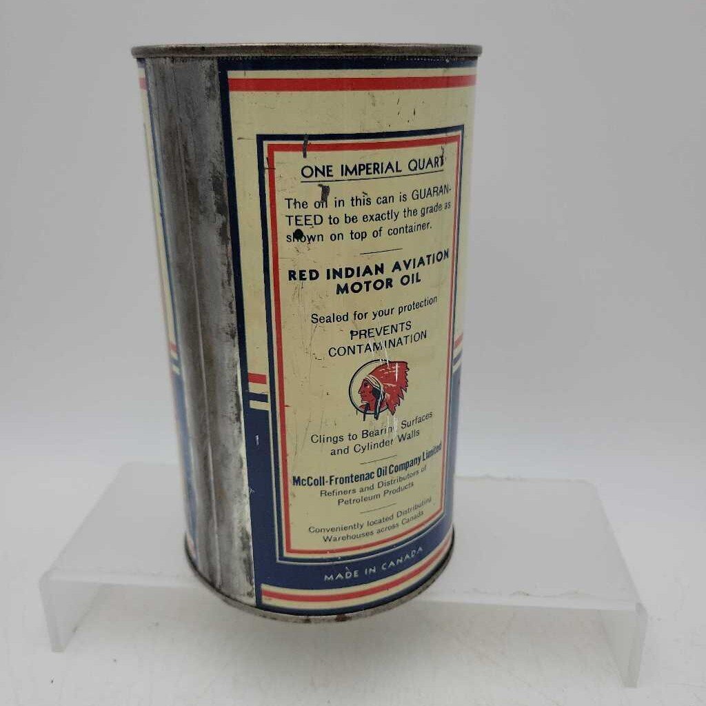 Red Indian Aviation motor oil Tin Quart Can (Jef)