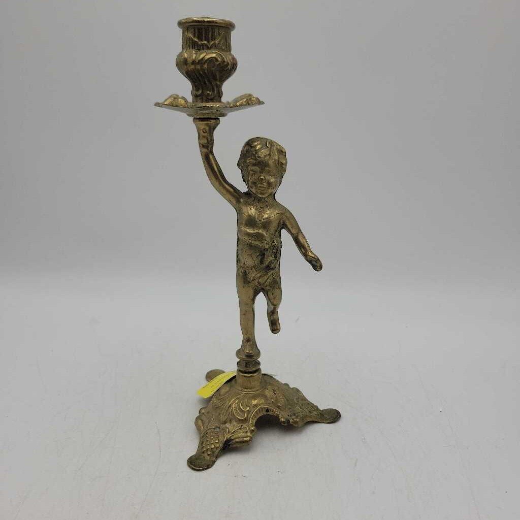 Brass Cherub Candlestick (CM1164)