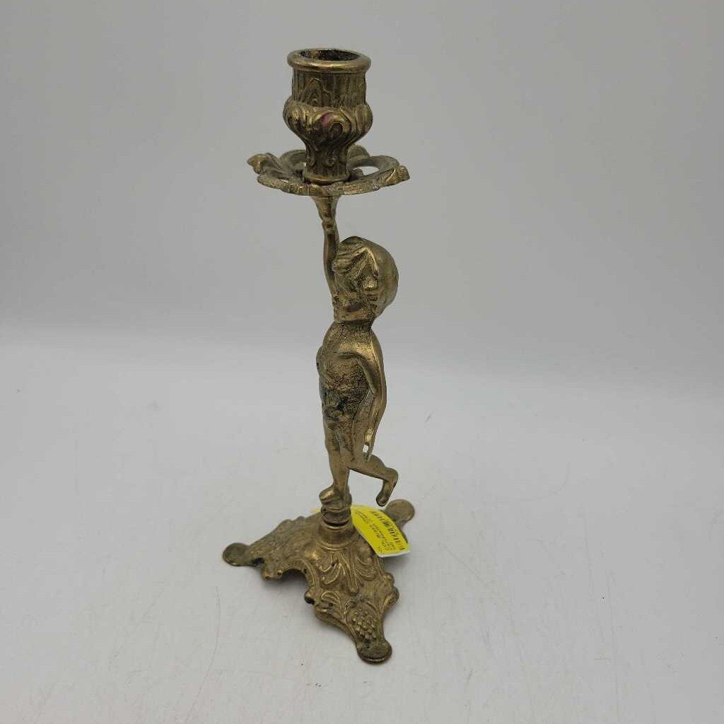 Brass Cherub Candlestick (CM1164)