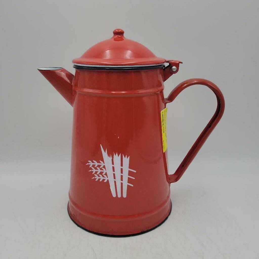 Red Enamel Coffee Pot (YVO) (607)