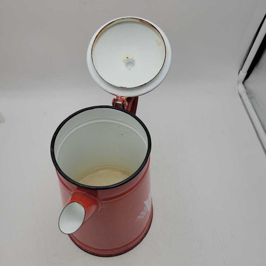 Red Enamel Coffee Pot (YVO) (607)