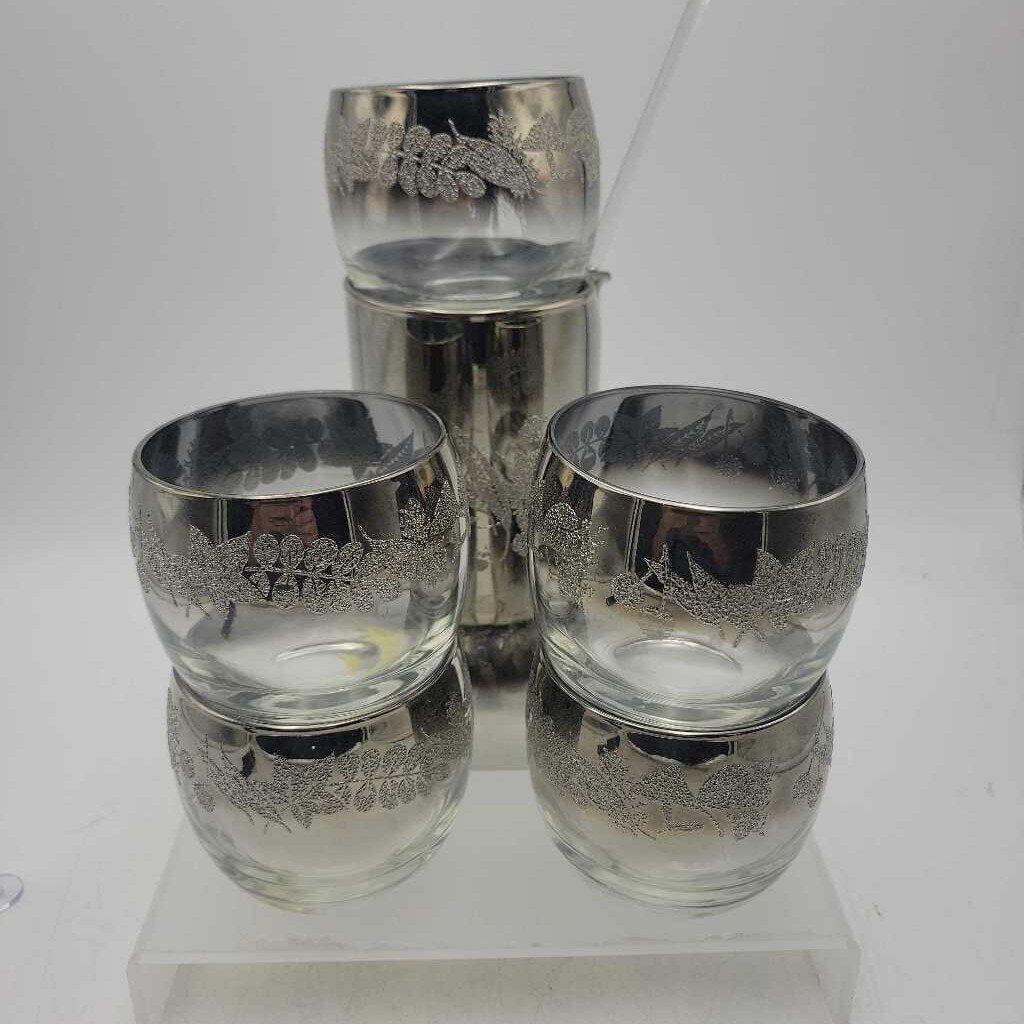 Silver Overlay Pitcher Glass set (JAS)