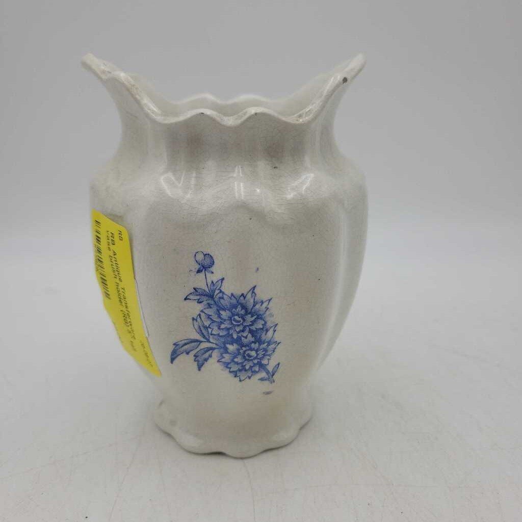 Antique Transferware vase brush holder (RB)