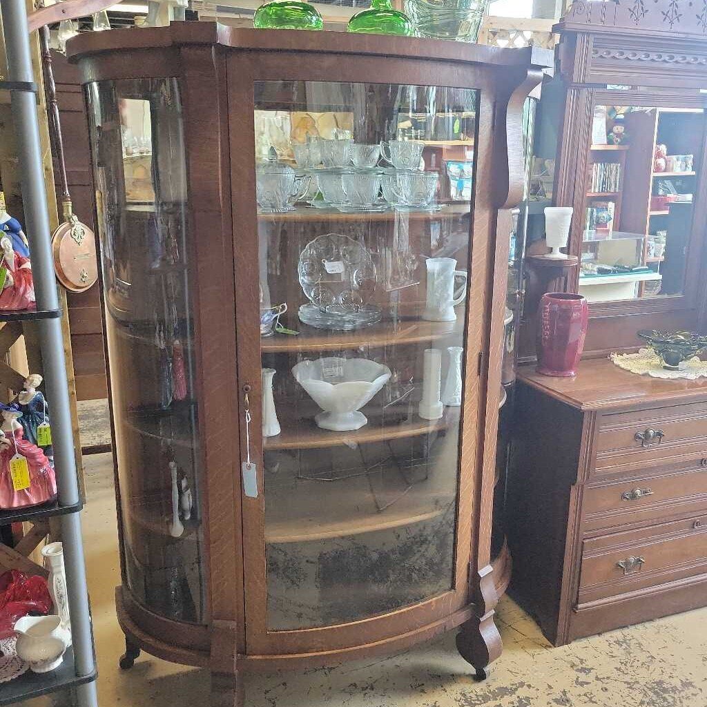 Oak Bow Front Cabinet Circa 1910 (NS) 332