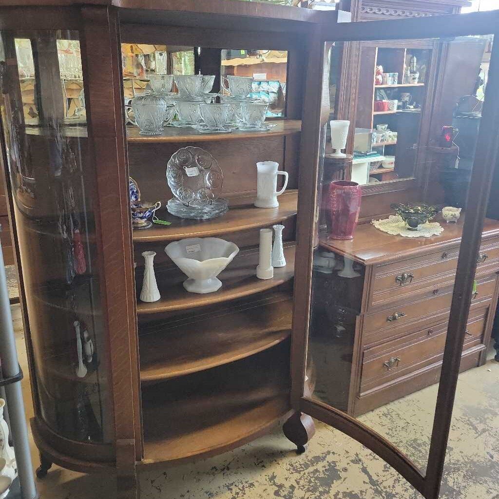 Oak Bow Front Cabinet Circa 1910 (NS) 332
