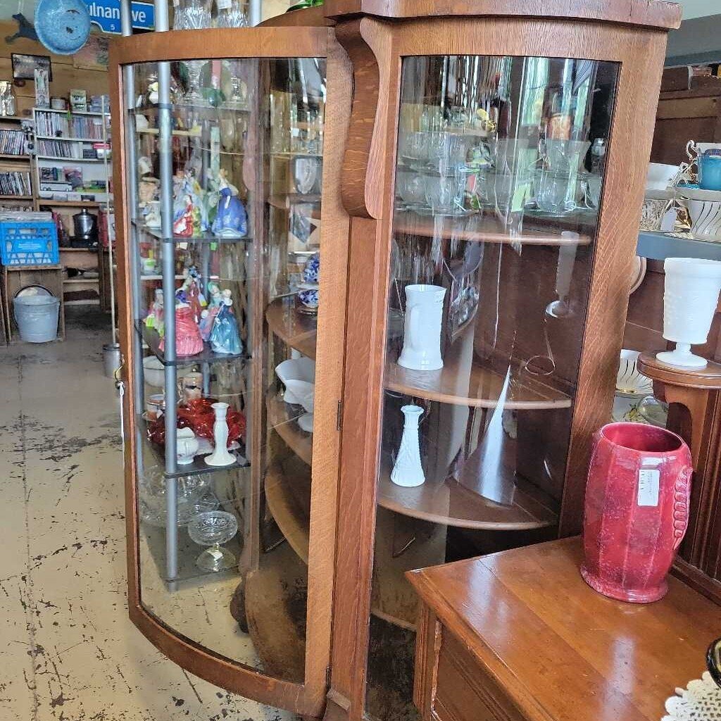 Oak Bow Front Cabinet Circa 1910 (NS) 332