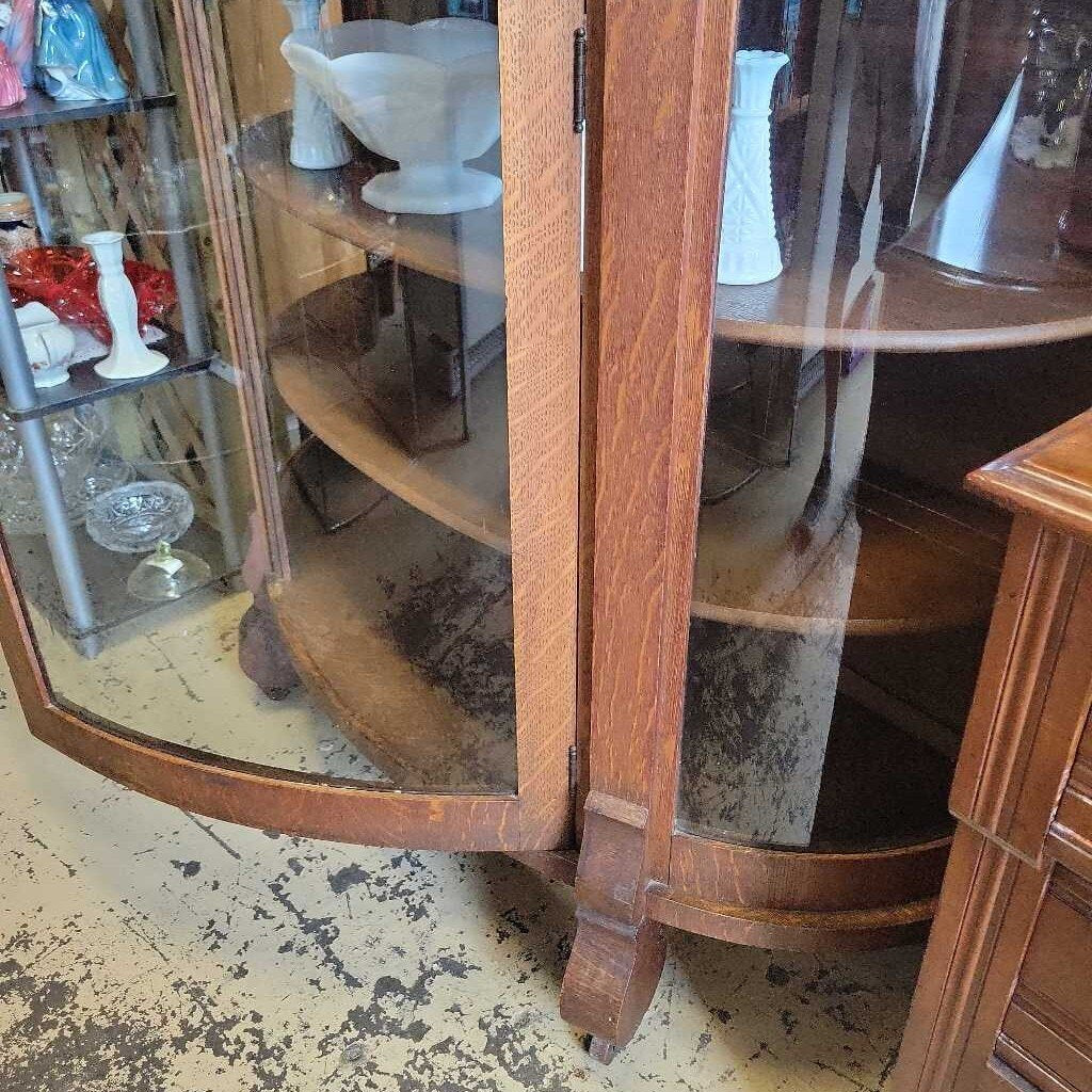 Oak Bow Front Cabinet Circa 1910 (NS) 332