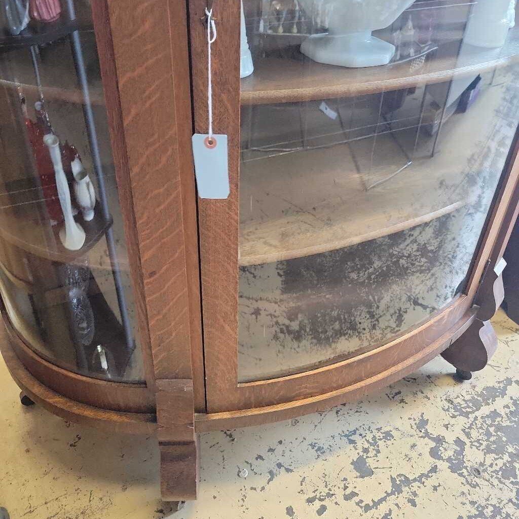 Oak Bow Front Cabinet Circa 1910 (NS) 332