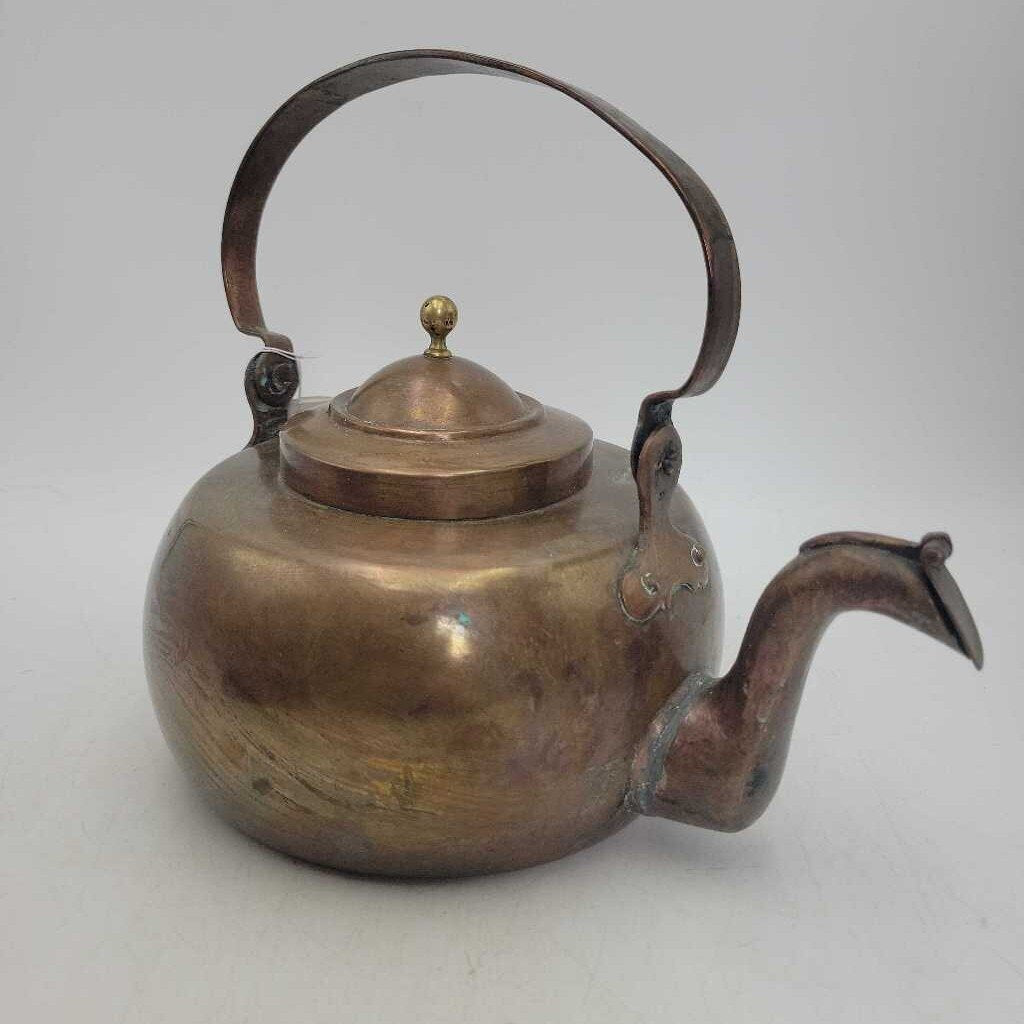 19th century gooseneck water kettle, *note lid is fused/stuck* (JL)