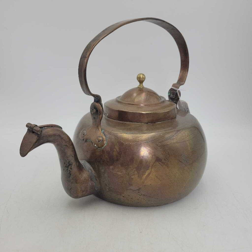 19th century gooseneck water kettle, *note lid is fused/stuck* (JL)