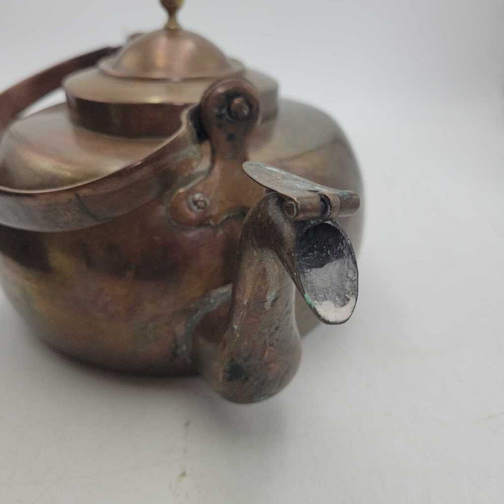 19th century gooseneck water kettle, *note lid is fused/stuck* (JL)