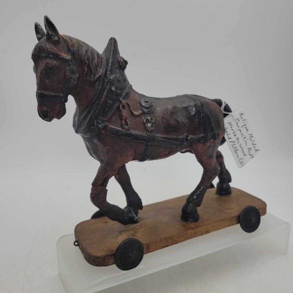 Antique Composite German Draft Horse Pull Toy (JL)