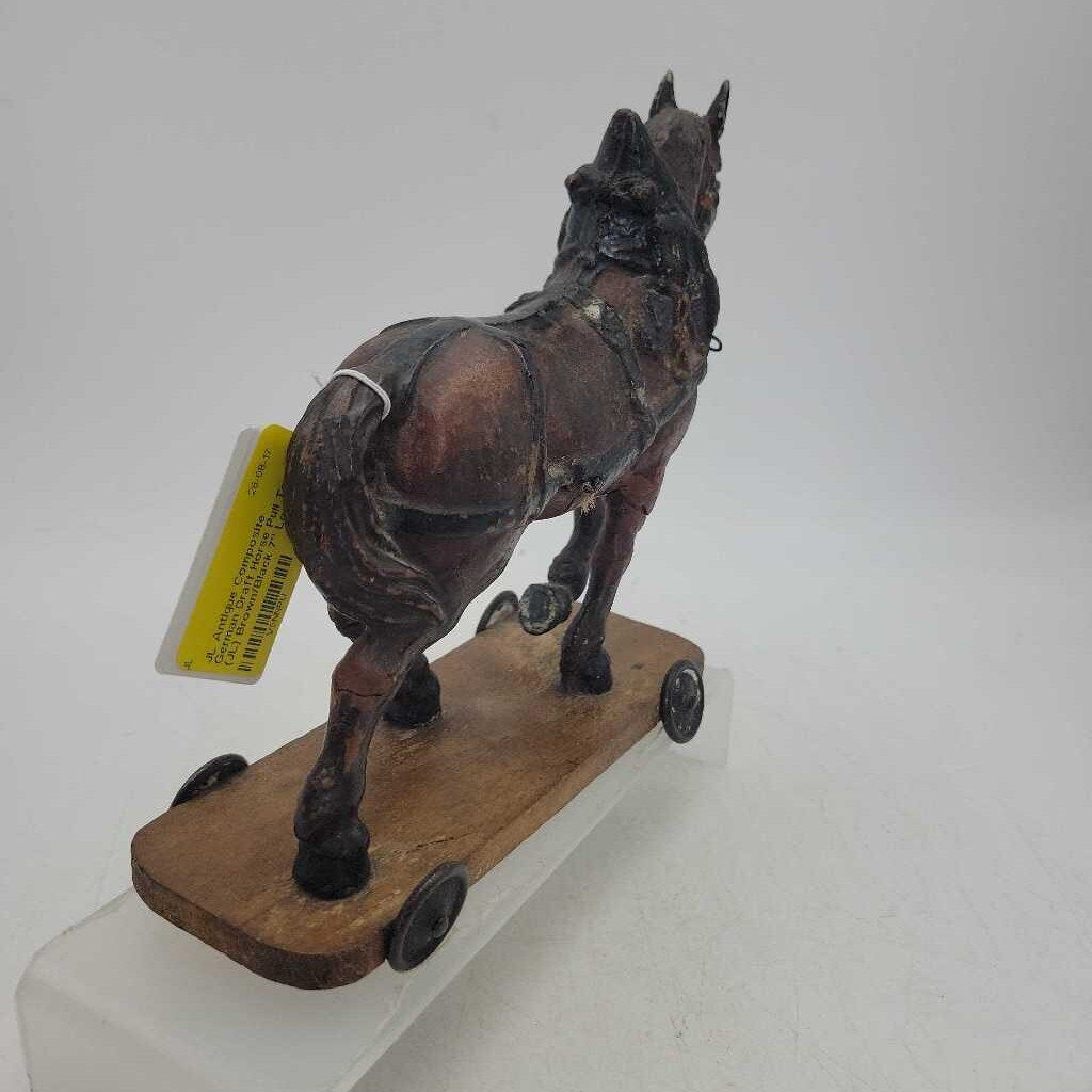 Antique Composite German Draft Horse Pull Toy (JL)