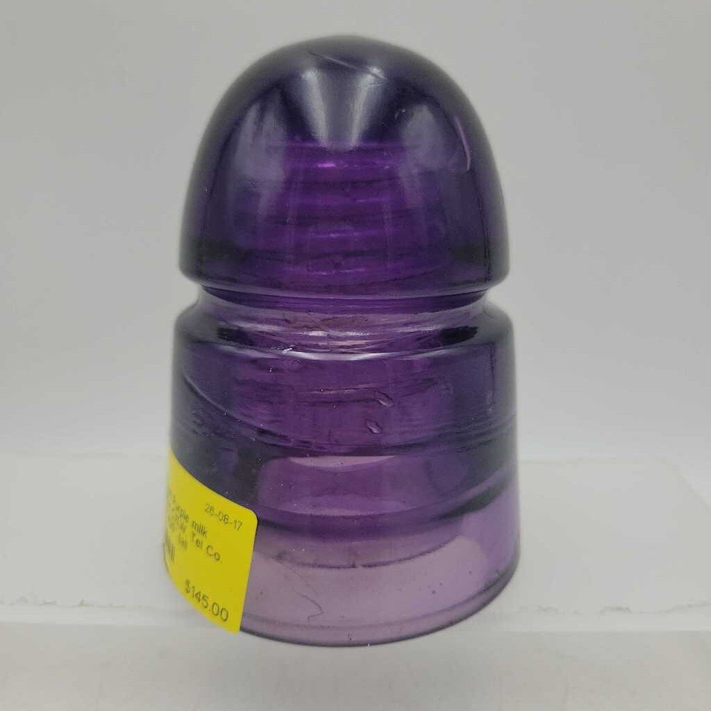 Amethyst Purple milk swirl Insulator C.N.W. Tel Co. (JEF)
