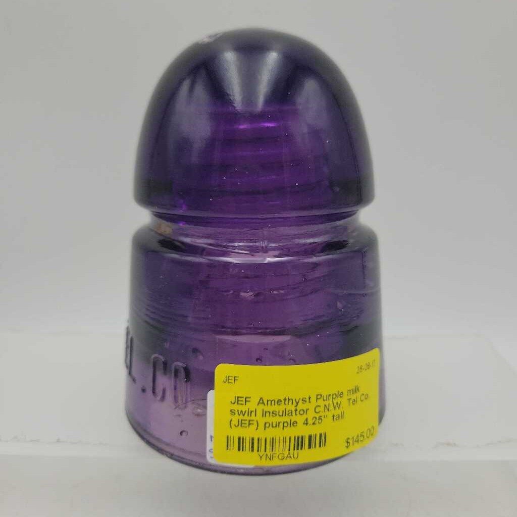 Amethyst Purple milk swirl Insulator C.N.W. Tel Co. (JEF)