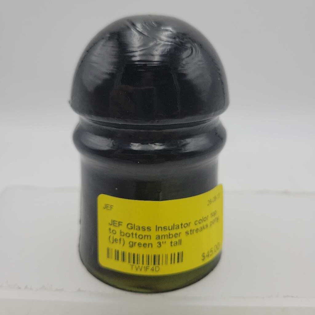 Glass Insulator color top to bottom amber streaks pony (jef)