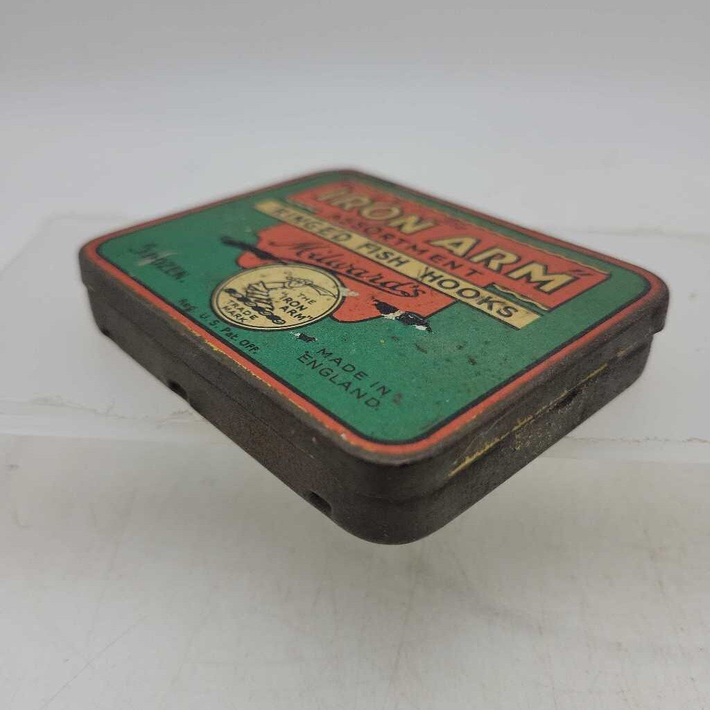 Milwards Iron Arm Fish Hooks Tin with contents (DR)