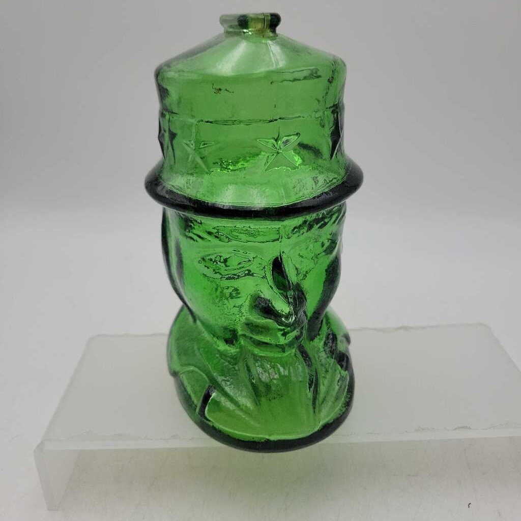 Green glass Uncle Sam Coin Bank 1950 (GEC)