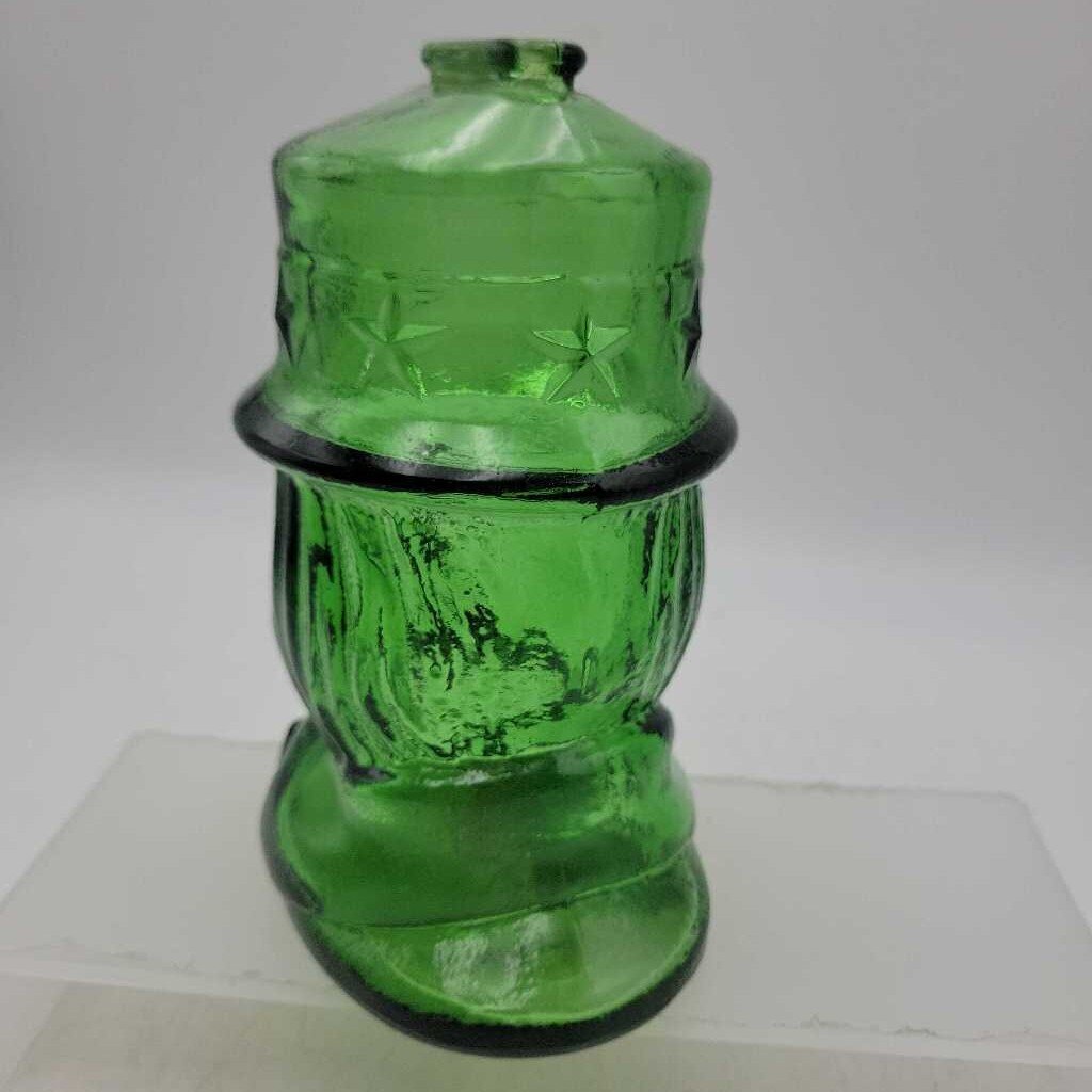 Green glass Uncle Sam Coin Bank 1950 (GEC)