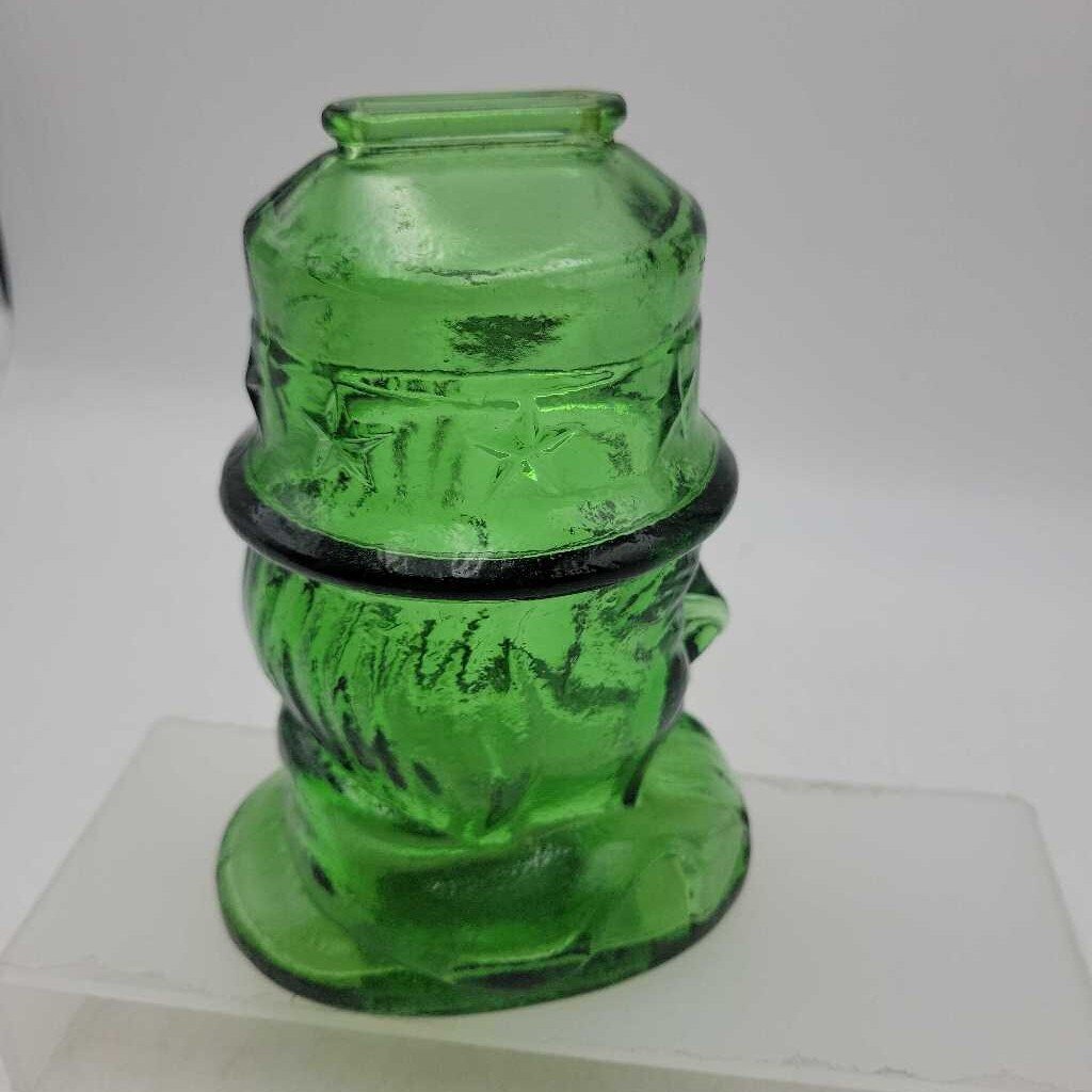 Green glass Uncle Sam Coin Bank 1950 (GEC)