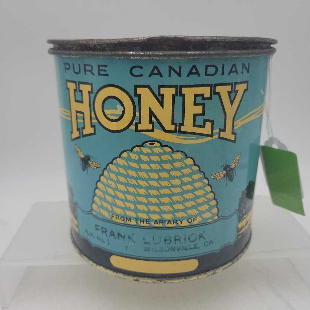 .Pure HONEY TIN 4 LB Frank Lubrick Wilsonville On (DEB)