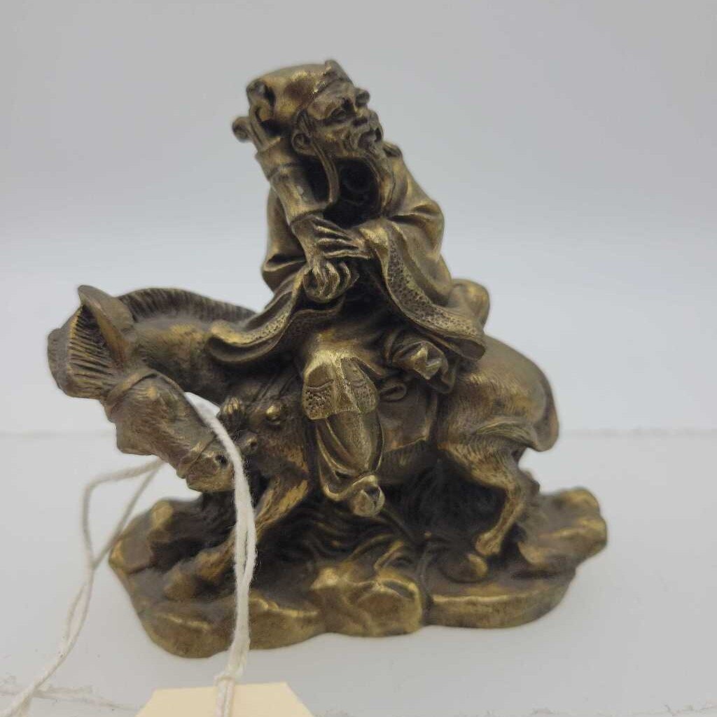 Antique Chinese Myth Brass Zhang Guolao Statue Figurine (JAS)