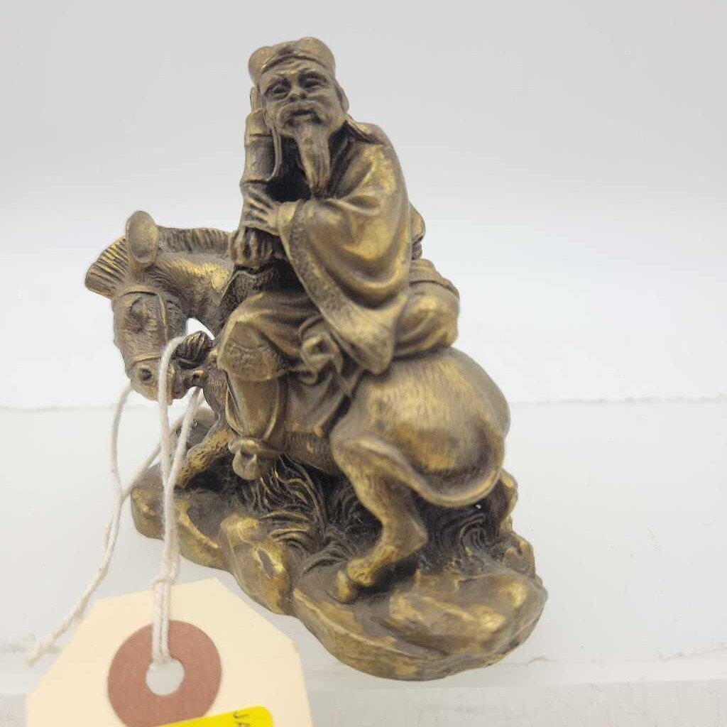 Antique Chinese Myth Brass Zhang Guolao Statue Figurine (JAS)