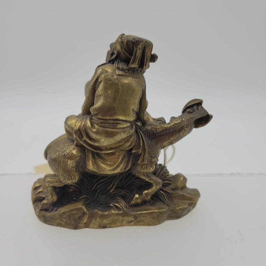 Antique Chinese Myth Brass Zhang Guolao Statue Figurine (JAS)