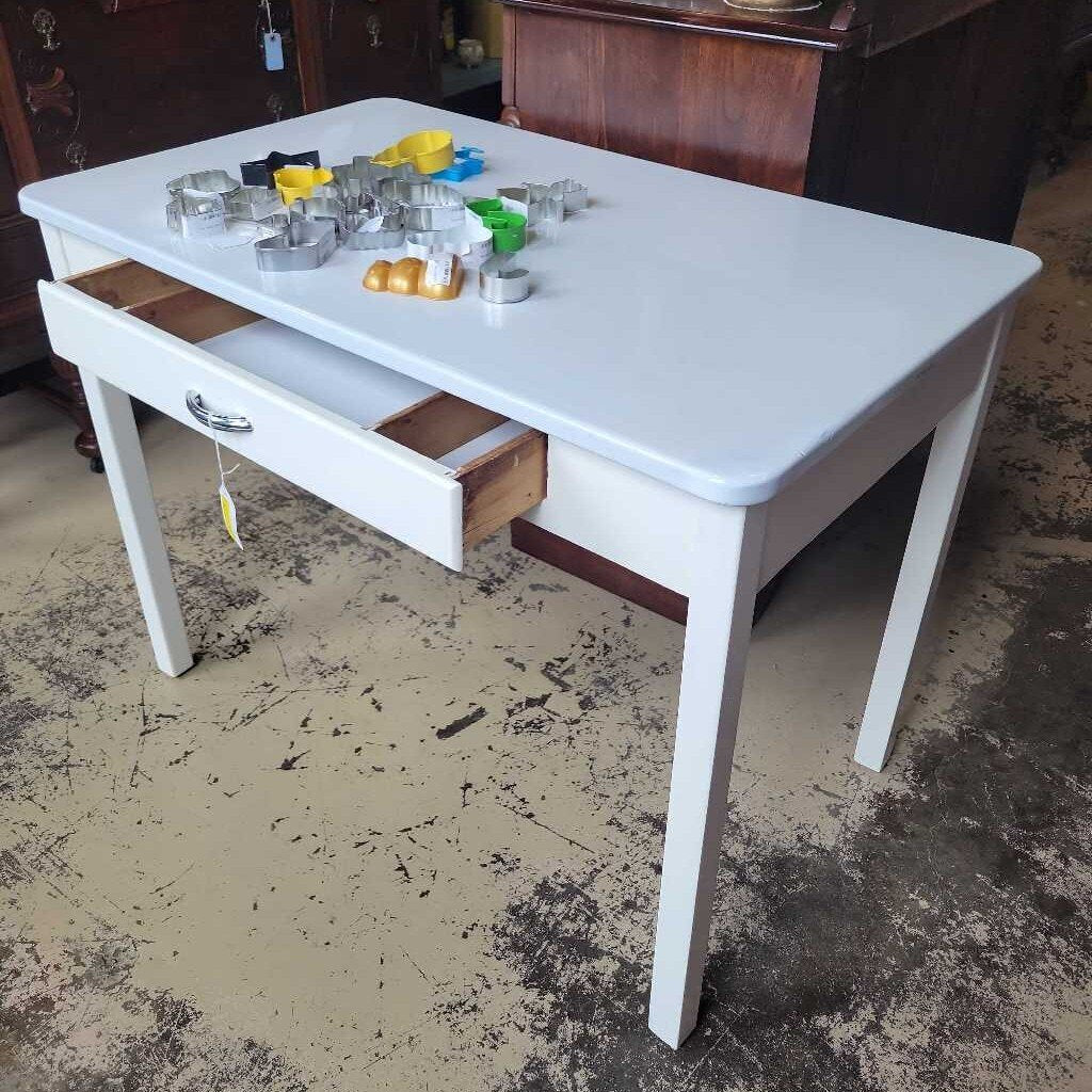 Wooden table with drawer Enamel Top (NS) 345
