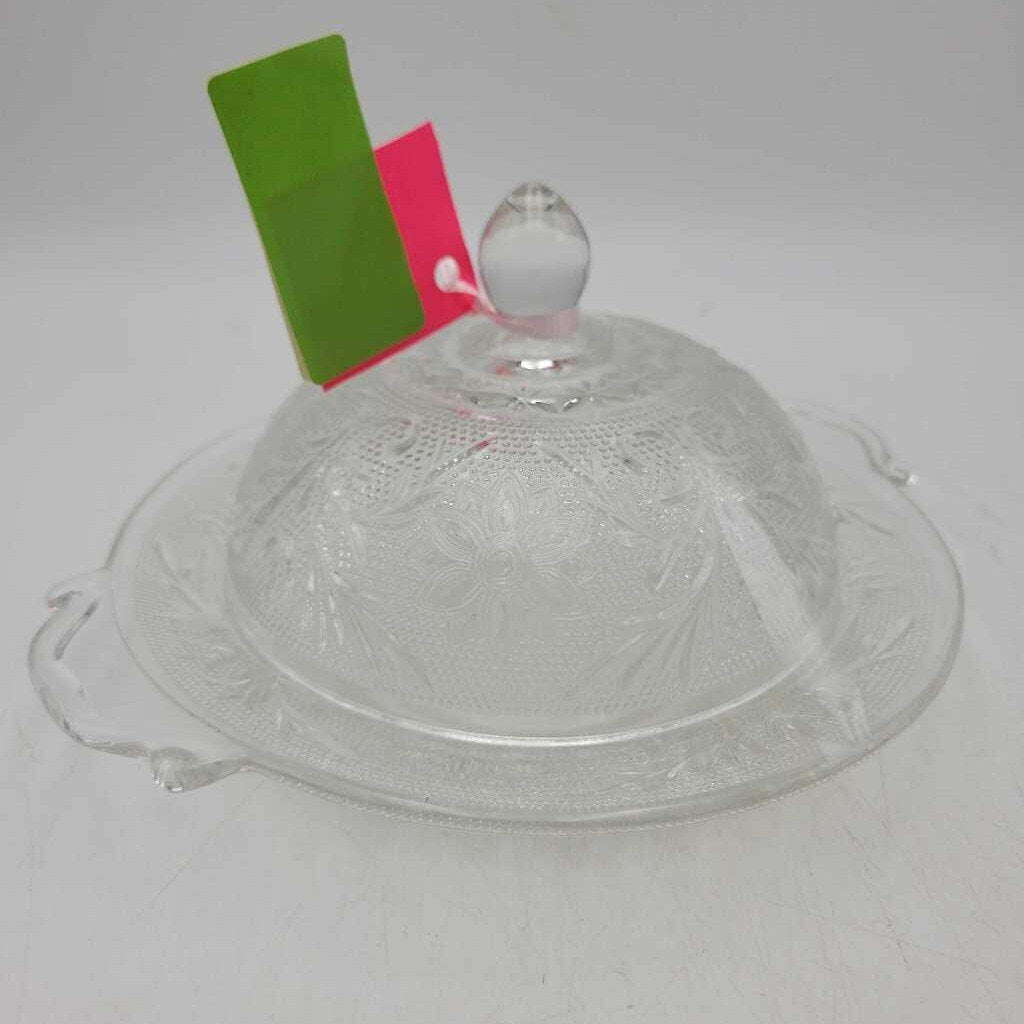 Vintage Sandwich Glass Butter Dish (KAR)