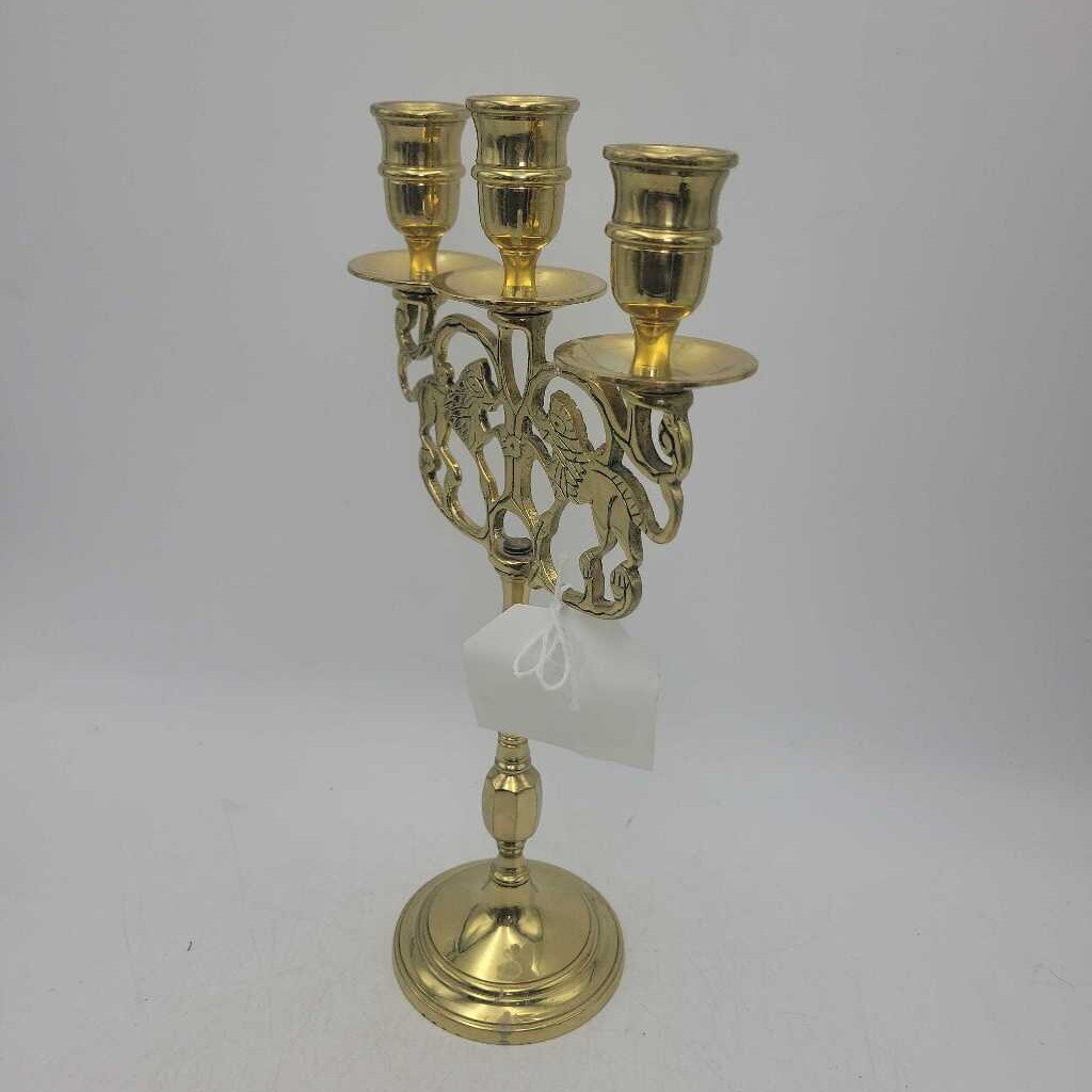 Vintage Brass Lions Candelabra (CM1224) (COL)