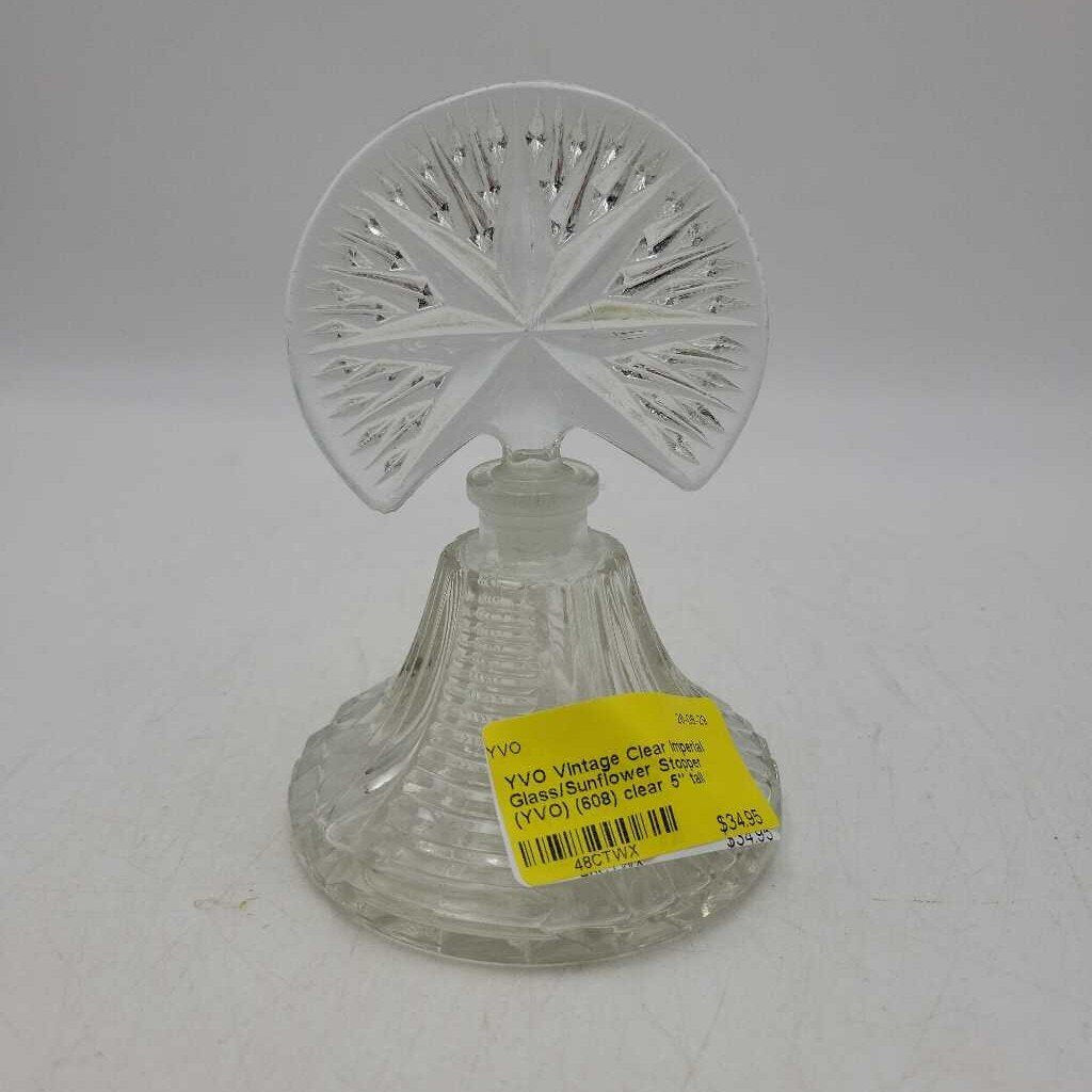 Vintage Clear Imperial Glass/Sunflower Stopper (YVO) (608)