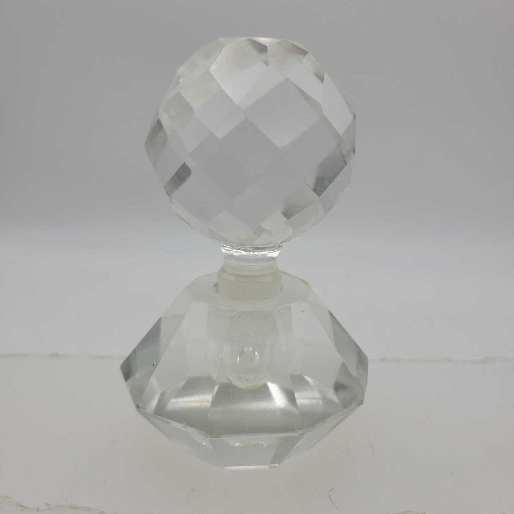 Vintage Clear Prisim Round Perfume Bottle (YVO) (608)