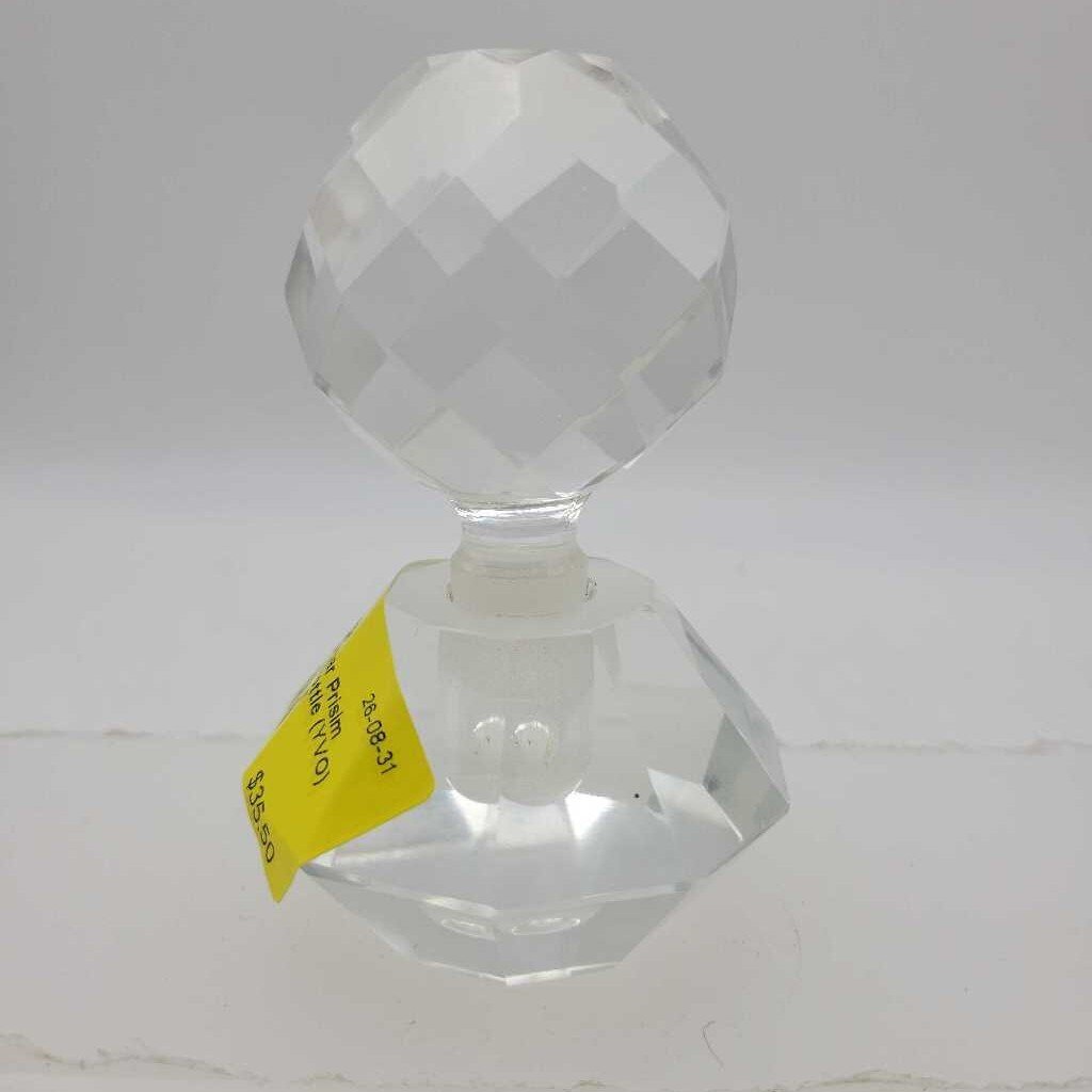 Vintage Clear Prisim Round Perfume Bottle (YVO) (608)